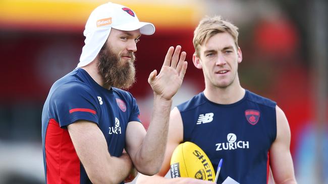 Max Gawn has pinch hit defensively for the Dees, while Oscar McDonald has been an important stopper. Picture: Getty Images