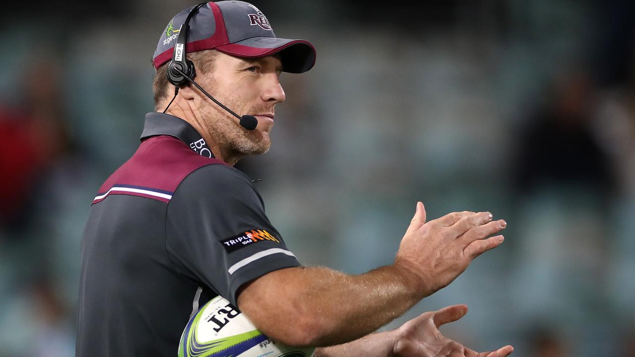 CANBERRA, AUSTRALIA - SEPTEMBER 19: Reds coach Brad Thorn looks on before the Super Rugby AU Grand Final between the Brumbies and the Reds at GIO Stadium on September 19, 2020 in Canberra, Australia. (Photo by Cameron Spencer/Getty Images)