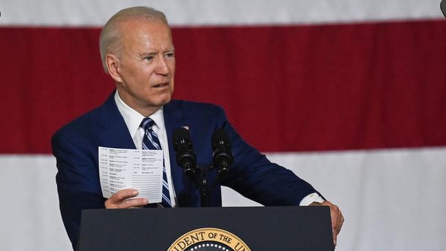 US President Joe Biden speaks to service members in Hampton, Virginia. Picture: AFP