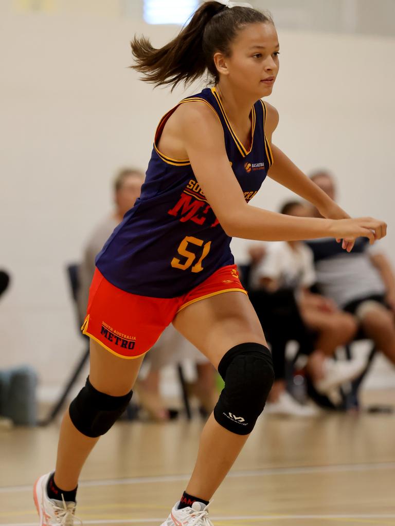 SA Little Legend Grace Taylor, 13, South Adelaide Panthers (basketball), is committed to training hard to get where she wants to go and, through hard work, has now made the South Australian U16 Metro Squad. Grace is always willing to go above and beyond for her sport and also is focused on getting good school results at school. Picture: AllStar Photos.