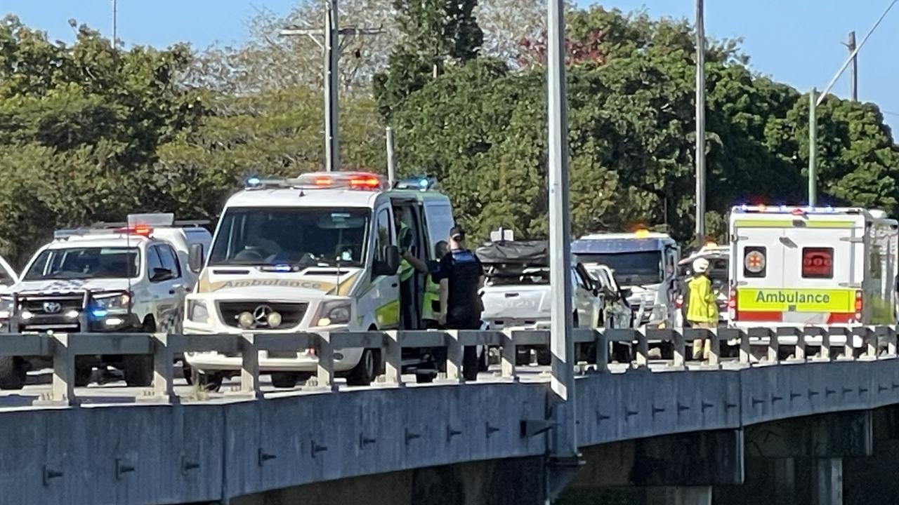 Maplethorpe Bridge has been shut following a four vehicle crash that sent two people to hospital. Photo: Fergus Gregg