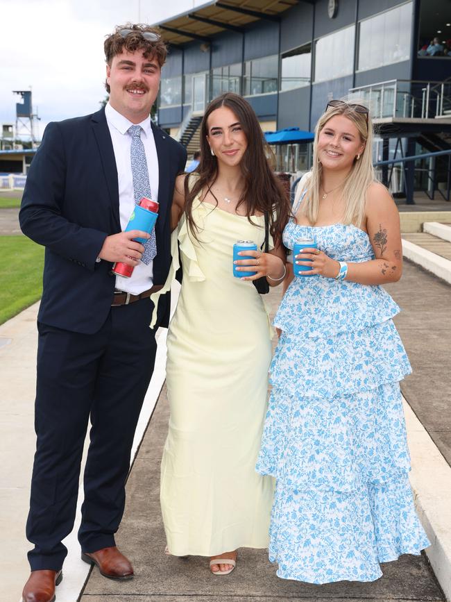 Kobe Hughes, Remy Mercer and Holly Judd attend the Ballarat Cup. Picture: Brendan Beckett