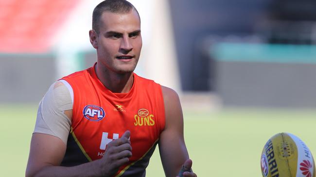 Jarrod Witts in action at Gold Coast training. Picture: Glenn Hampson