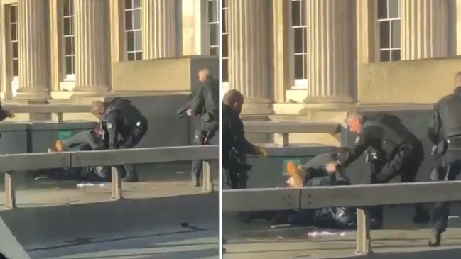 Moment police wrestle with London terror suspect