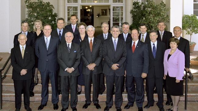 Governor-General Michael Jeffery and Prime Minister John Howard with members of the Fourth Howard Cabinet after the swearing-in ceremony at Government House, Canberra, in 2004. Picture: David Foote/Commonwealth of Australia