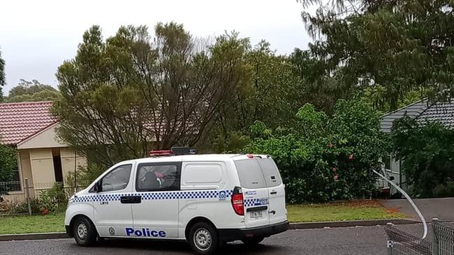 Police set up a crime scene at Kotara South on Saturday afternoon. Supplied.