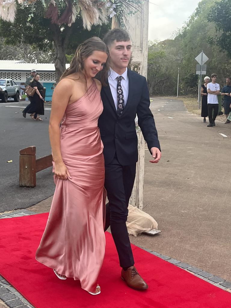 Pearl Spiby and Jay Cook arrive at the Hervey Bay High School formal.