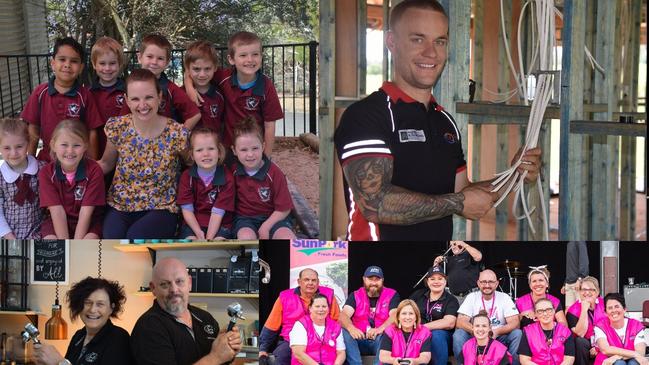 BURNETT'S BEST: Teacher Mrs McCarthy, tradie Ryan Frohloff, Murgon Coffee Bar's Helen and Shaun Walker and the BaconFest committee. (Photos: File)