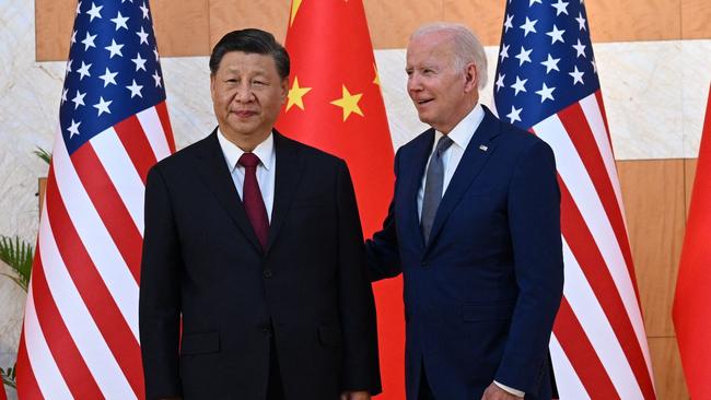 US President Joe Biden and China's President Xi Jinping in Bali. Picture: AFP