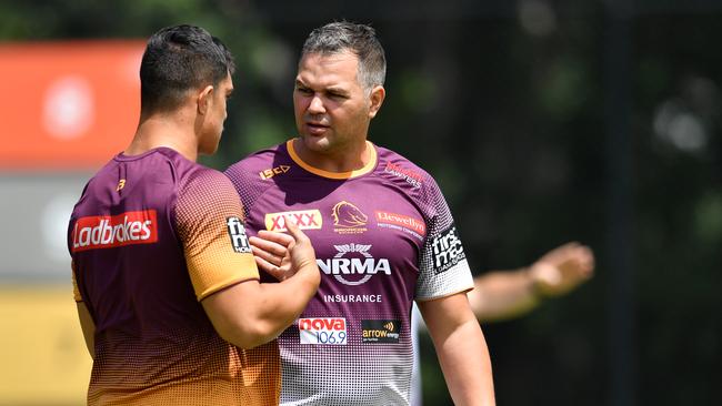 Anthony Seibold has brought a ruthless edge to training at the Broncos. Picture: Darren England