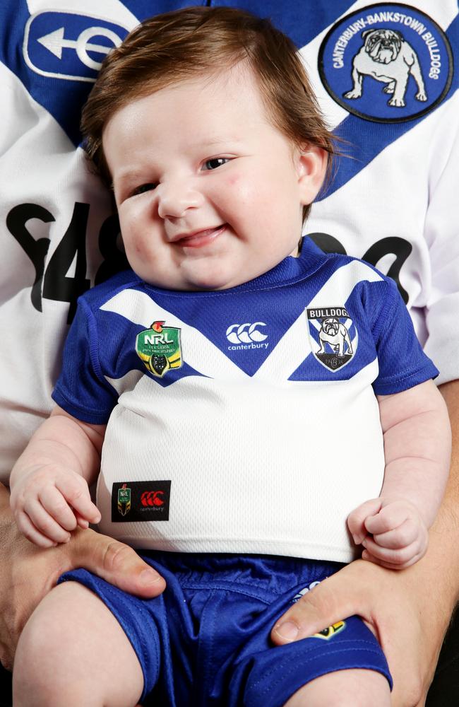 Roland Fleetwood is the youngest Canterbury Bulldogs member at three-months-old. Picture: Jonathan Ng