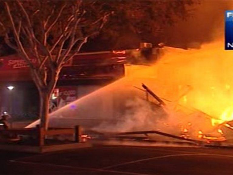 The Imperial Hotel is flames. Photo 7 News. Picture: 7 News