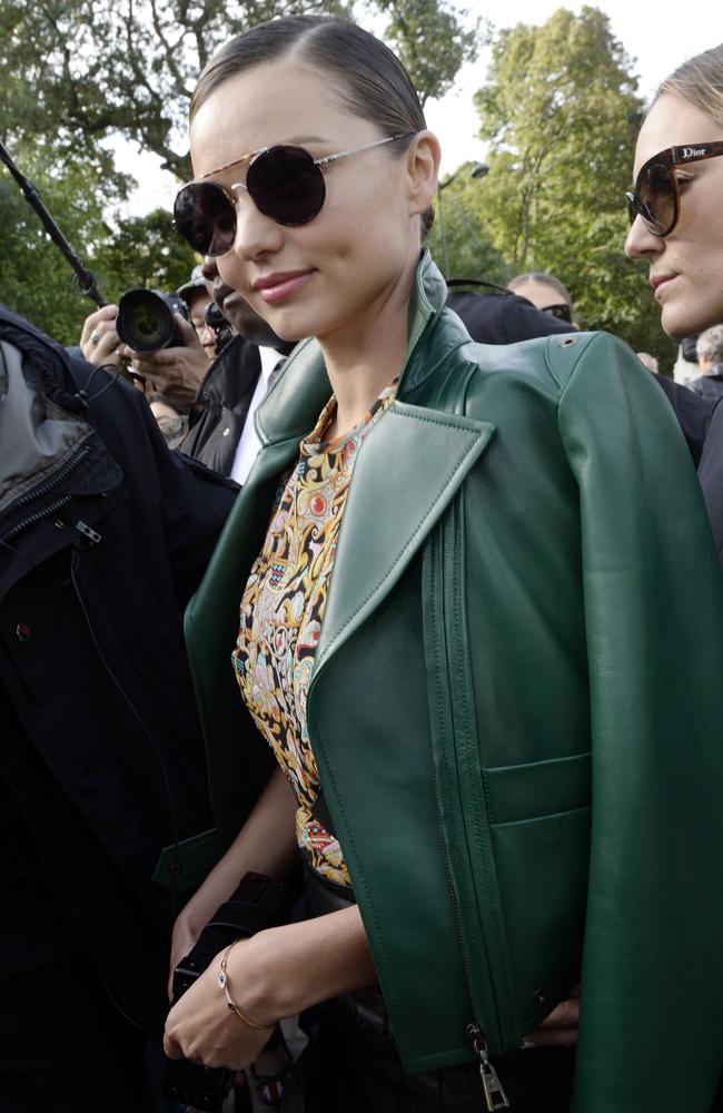 Outside the Chanel show during Paris Fashion Week, Miranda Kerr