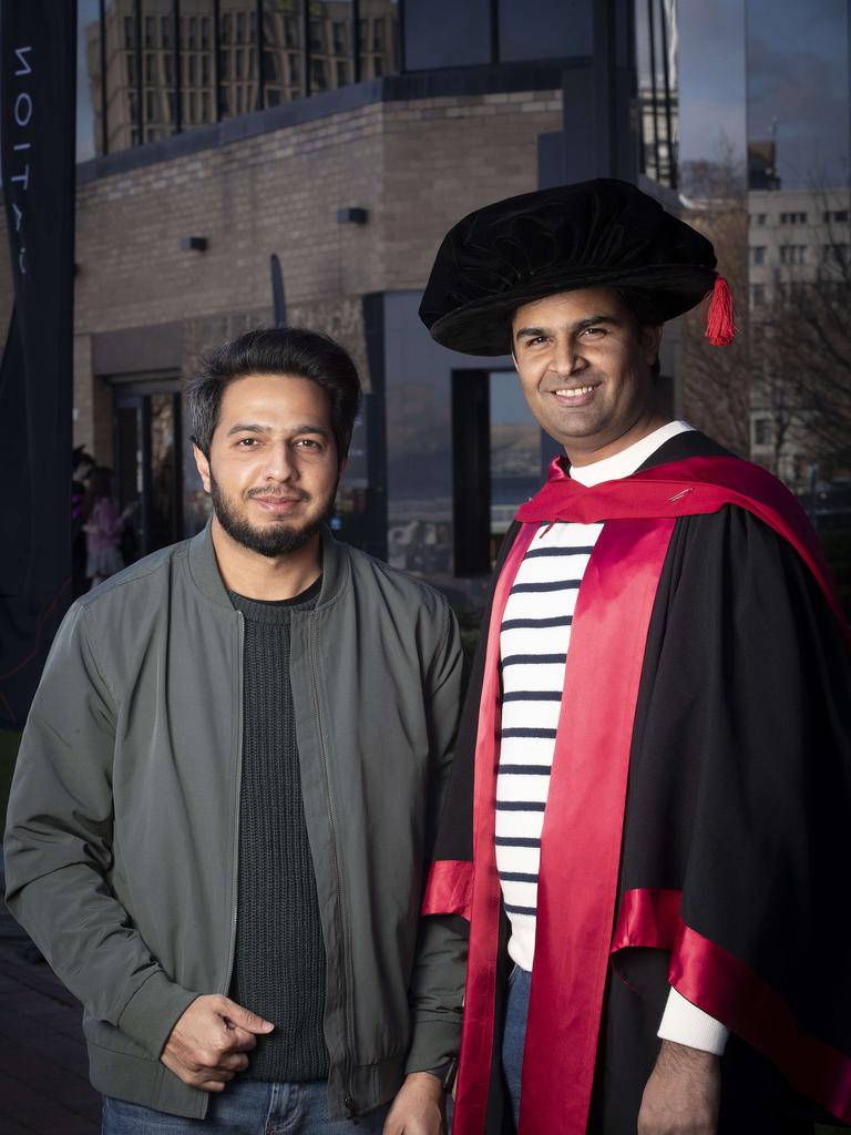 UTAS Graduation at the Hotel Grand Chancellor Hobart, Umar Mohammad and Babar Shahzad both of Hobart. Picture: Chris Kidd