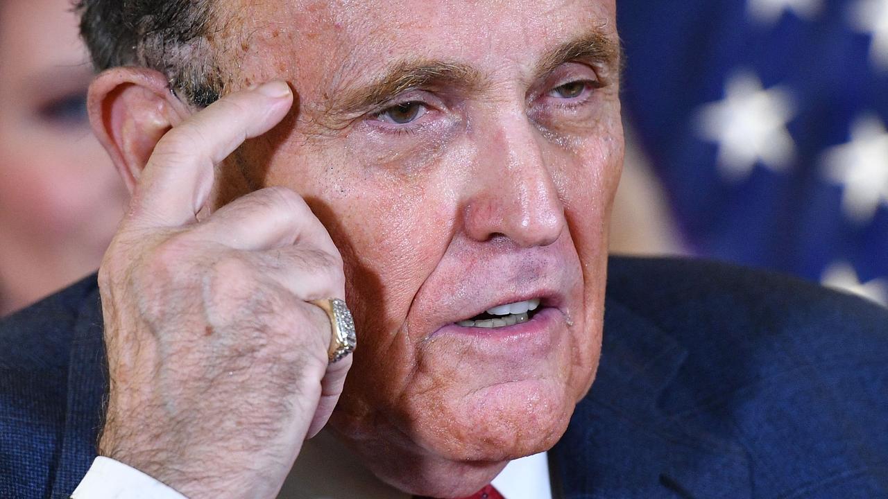 Rudy Giuliani at a press conference last November, when he was leading Mr Trump’s efforts to overturn the election result. Picture: Mandel Ngan/AFP