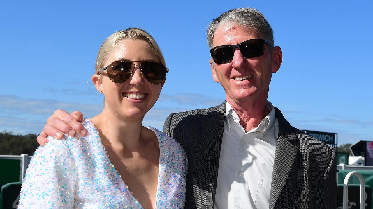Sam Collett with her father Jim after riding the Gai Waterhouse Classic winner at Ipswich last year. Picture: Grant Peters-Trackside Photography