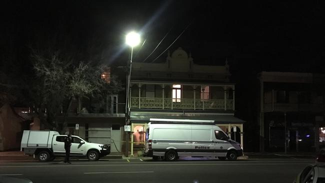 Police and forensic services at the Sturt St home on Monday night. Picture: Mitch Mott