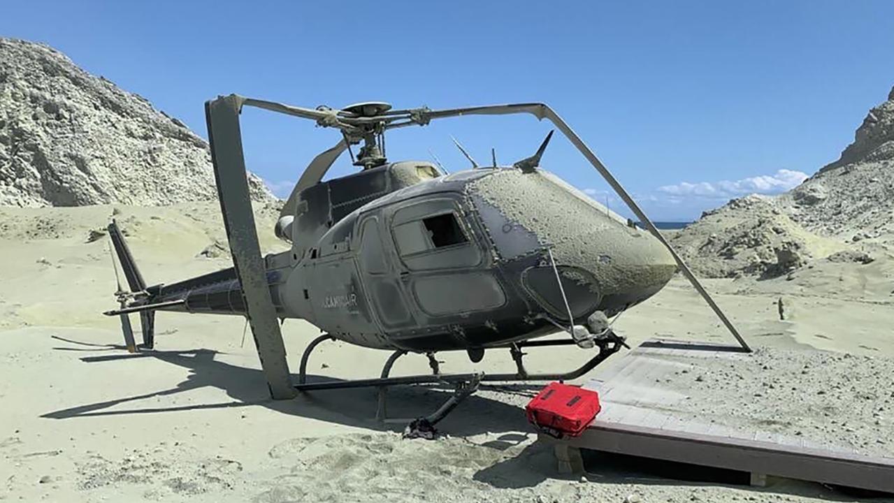 An image posted to Instagram showing the helicopter that was destroyed during the White Island volcanic eruption.