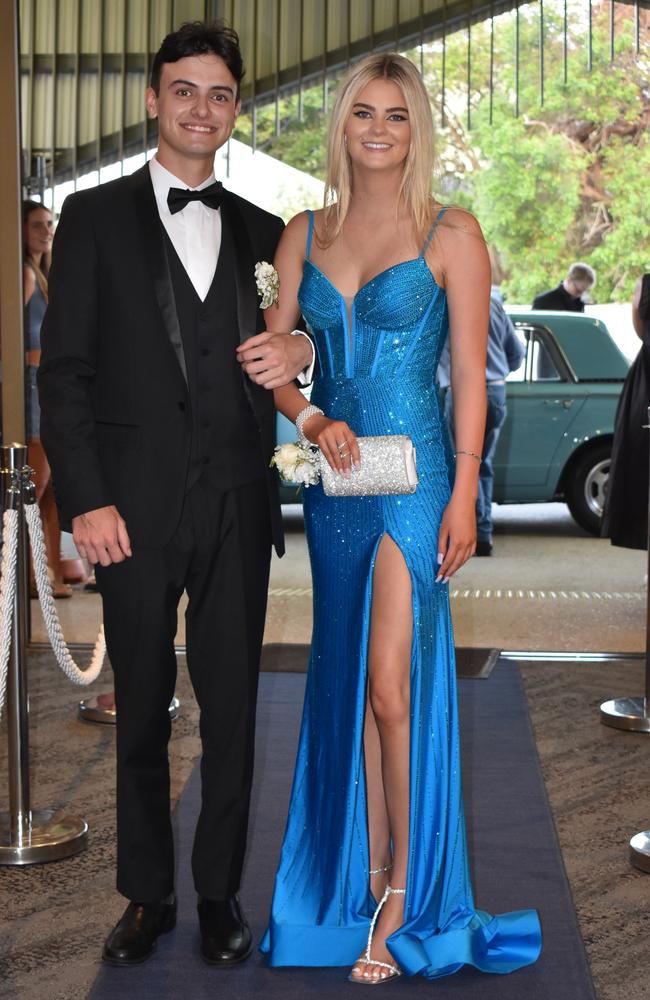 Tom Cross and Rhya Fidler at the Sunshine Coast Grammar School formal 2023. Photo: Jorina Maureschat