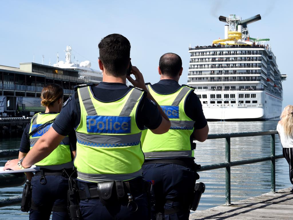 The Carnival Legend docks at Melbourne’s Station Pier after the sea drama. Picture: Nicole Garmston