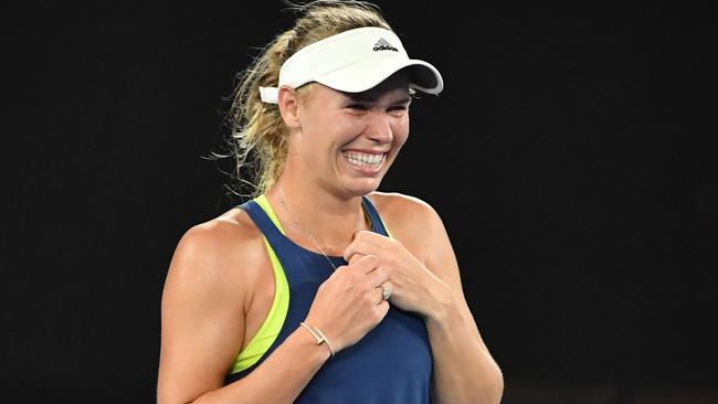 Caroline Wozniacki after the match. Picture: AFP Photo