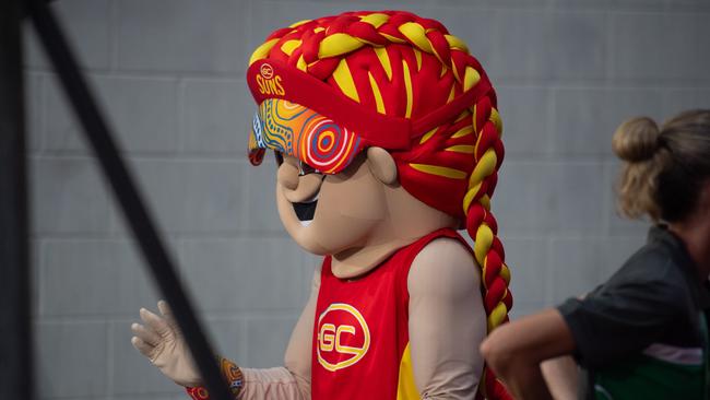 The Suns mascot at the 2024 AFL match between Gold Coast Suns and North Melbourne at TIO Stadium. Picture: Pema Tamang Pakhrin