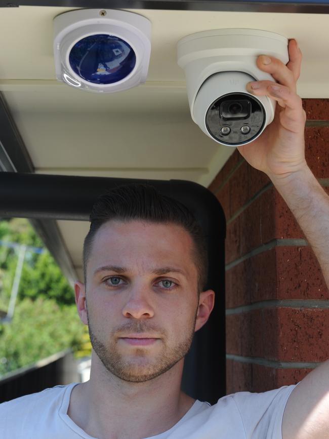 Chris Burgon recently installed new security cameras after his car was broken into. Picture: Michael Marschall