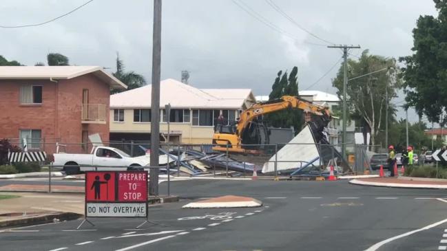 Building being demolished