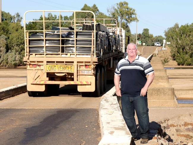 Croydon Shire Mayor Trevor Pickering Croydon at the Gilbert River bridge. Picture: Steve Pohlner