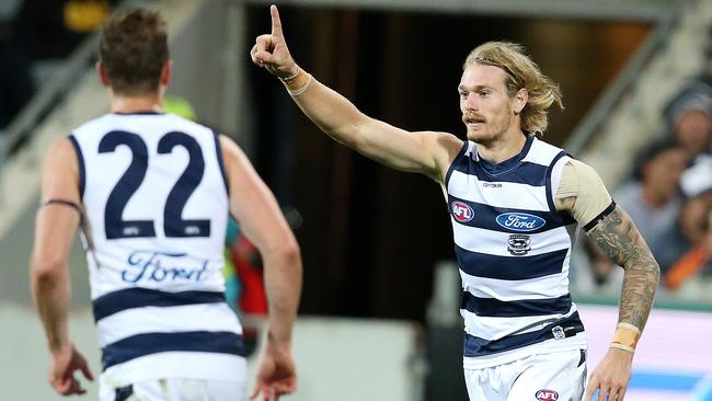 Tom Stewart celebrates a goal. Picture: Michael Klein