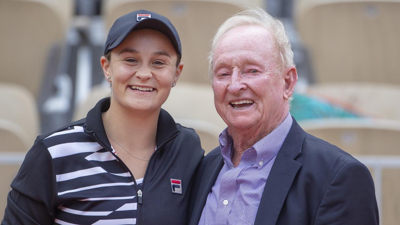 Rod Laver congratulates Ash Barty after her 2019 French Open win. (Photo by Tim Clayton/Corbis via Getty Images)