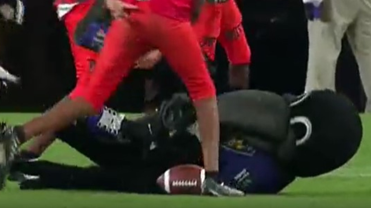 Baltimore Ravens mascot, Poe, carted off field after being injured