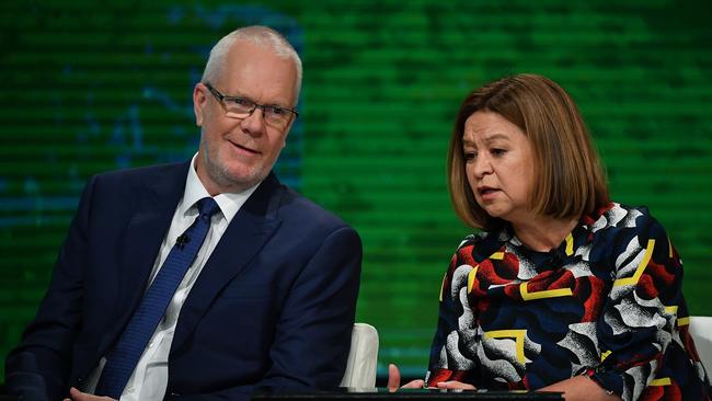 Former ABC chair Justin Milne with former managing director Michelle Guthrie. Picture: AAP