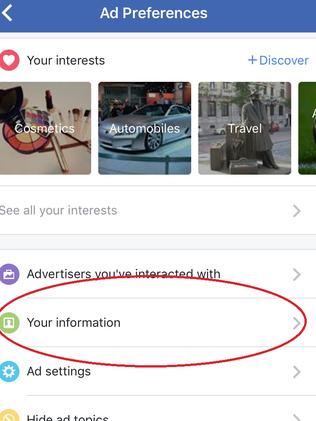 4. Under ‘Ad Preferences’ click ‘Your Information’