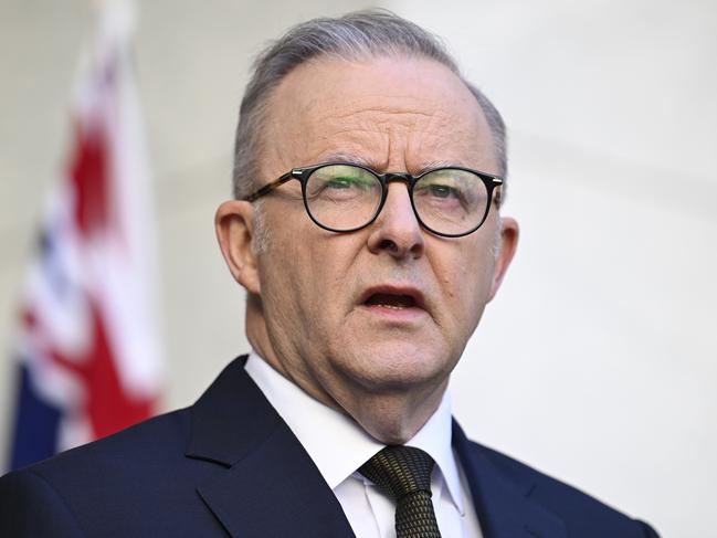 CANBERRA, AUSTRALIA  - NewsWire Photos - February 11, 2025: Prime Minister Anthony Albanese holds a press conference at Parliament House in Canberra. Picture: NewsWire / Martin Ollman