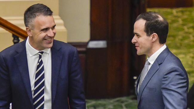 Premier Peter Malinauskas and Opposition Leader Vincent Tarzia in parliament. Picture: NewsWire / Roy VanDerVegt