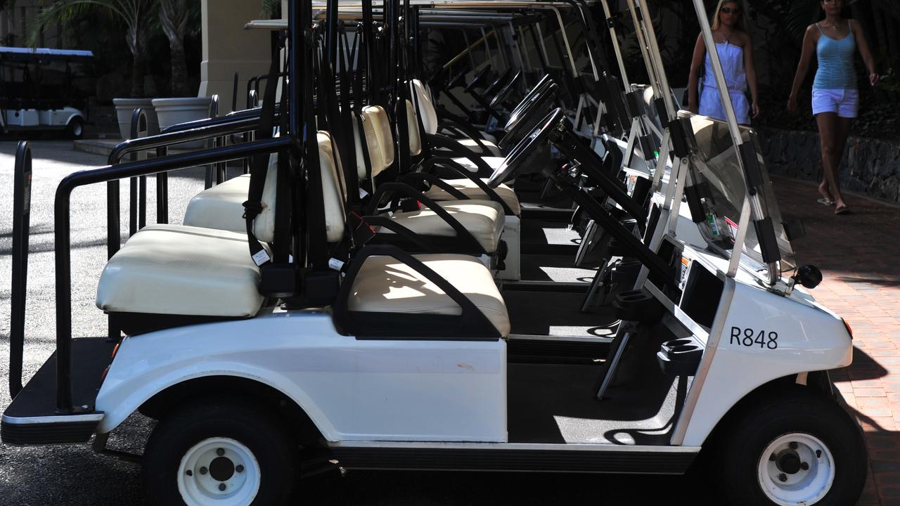 Golf buggies are a popular form of transport for tourists visiting Hamilton Island. File picture