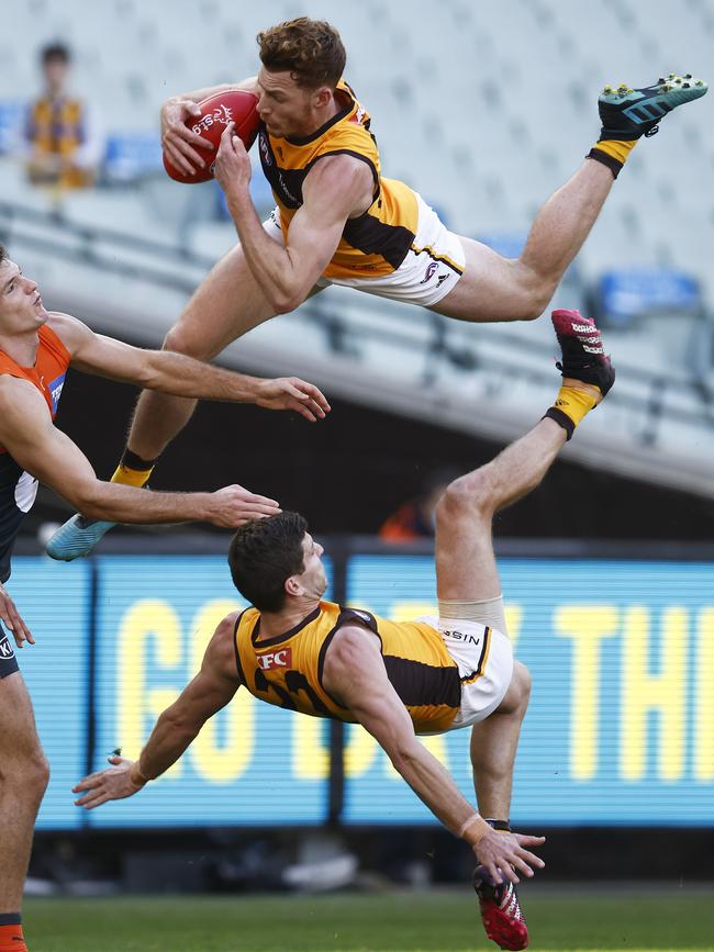 Is high-flying Hawk Tim O’Brien in new Hawthorn coach Sam Mitchell’s plans? Picture: Getty Images