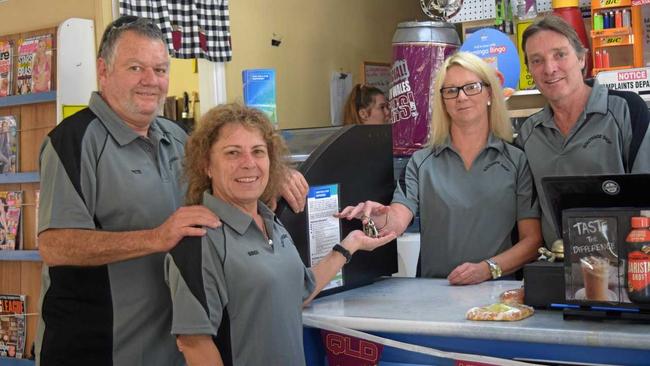 BUSINESS SUCCESS: The Southside Convenience Store welcomes new owners Pete and Belinda McLaughlin with former business owners Barbara and Lyle Mutzelburg. Picture: Philippe Coquerand