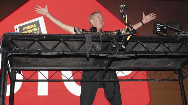 Fatboy Slim in concert on Glenelg Beach, Adelaide, in 2020. Picture: AAP/Emma Brasier