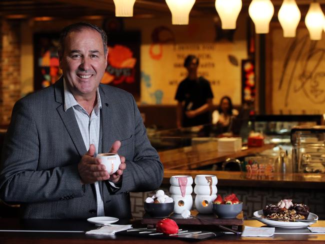 Arnold Vitocco announces his partnership with United Cinema Group to revive and expand the Max Brenner coffee and chocolate brand. Picture: Jane Dempster