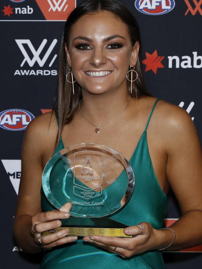 Monique Conti after receiving her All-Australian award.