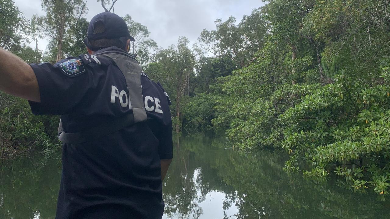 Police search waters off Hinchinbrook Island for the missing man Andy Heard believed to have been taken by a crocodile. Picture Supplied