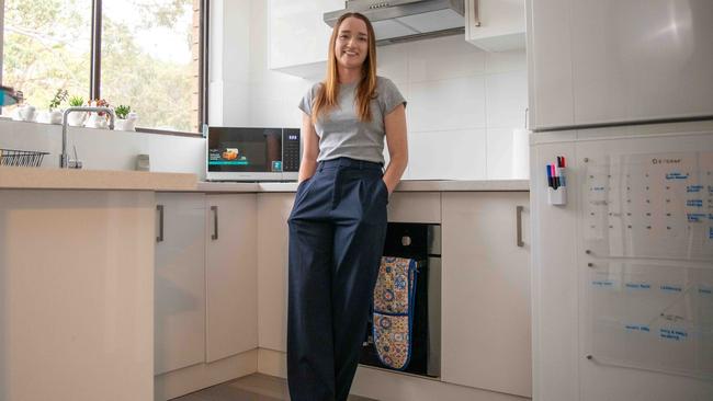 Sarah Danskin in her rental home. Picture: Thomas Lisson