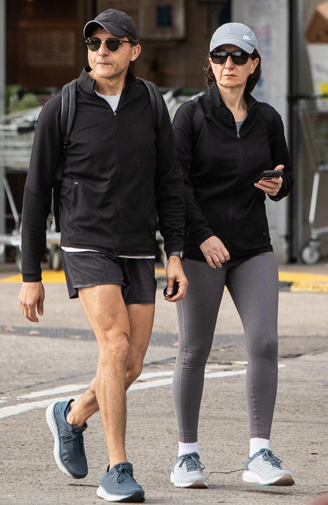 Former Premier Gladys Berejiklian takes a walk with partner Arthur Moses. Picture: Julian Andrews.