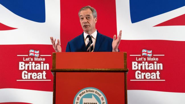 In Britain, Nigel Farage’s Reform UK party has promised “net zero” immigration. Picture: Getty Images