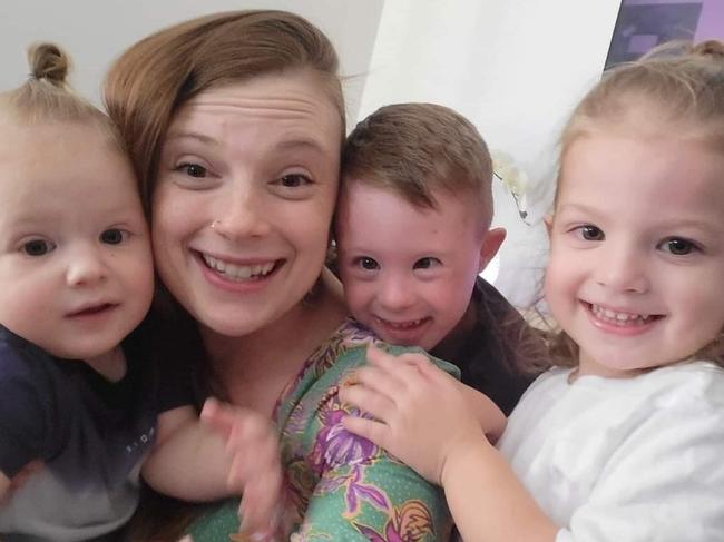 Bianca Klingner with children Loki, Ollie and Teddy. Picture: Supplied