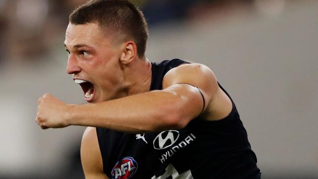 Corey Durdin is out of the Carlton team to face Gold Coast. Picture: Dylan Burns/AFL Photos via Getty Images