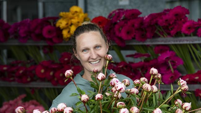 Natalie Kerst runs The Big Bouquet cut flower farm. Picture: Zoe Phillips