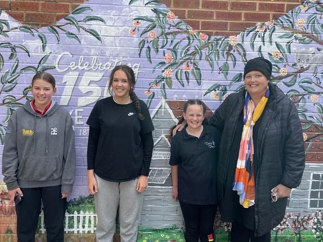 Sisters Amy, Eva and Pippa Scott with their mum Louise Scott at the Strathfieldsaye Primary School reunion for all grades and years. Picture: Julieanne Strachan